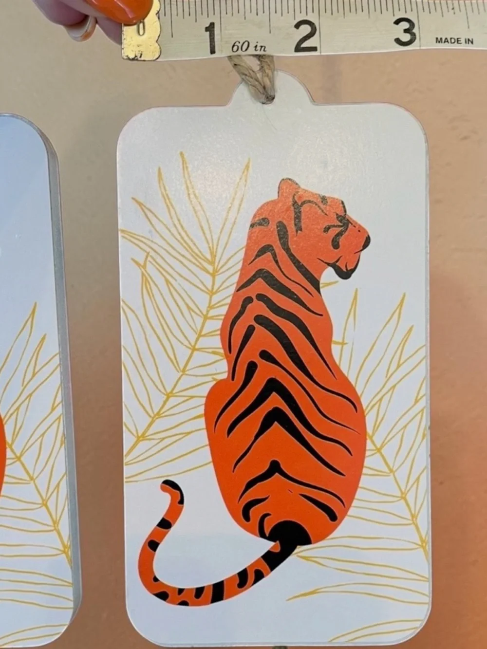 Tiger Print Wall Hooks Set MDF Jungle Decor Boho Maximalist 7”